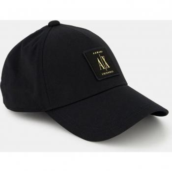 Armani Exchange Black Cotton Baseball Cap with Logo, One Size