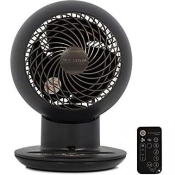 Ventilador de mesa Woozoo IRIS OHYAMA, 30m², Negro mate, 5 velocidades, Mando a distancia, Oscilación multidireccional, Silencioso y Potente