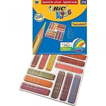 BIC Kids Tropicolors Lápices de Colores- Colores Surtidos, Pack Escolar de 216