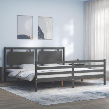 Cabecero gris de madera maciza 200x200 cm