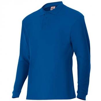 Polo Piqué Manga Larga Cuello Canalé Velilla Azulina Talla S-XXL