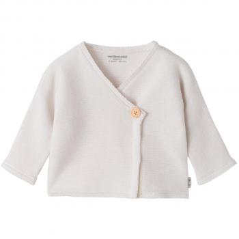 VERTBAUDET Chaqueta cruzada de punto en algodón y lana Colección Bio Marfil NACIMIENTO - 50CM