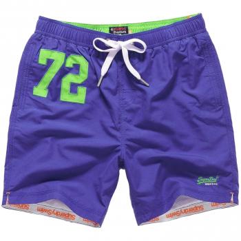 Superdry Hombre Logo Swimshorts Premium Water Polo, Azul, Small