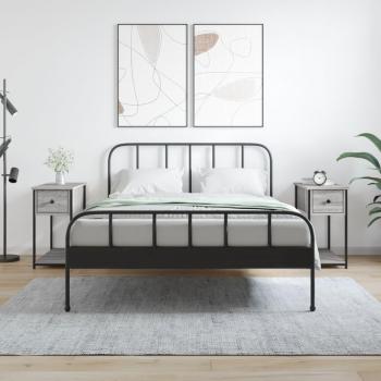 Mesita de noche 2 piezas Sonoma gris 30x60x60 cm madera multicapa