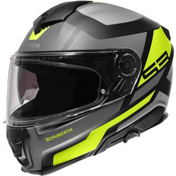 Casco Integral Schuberth S3 Daytona Homologado ECE 22.06 - Calota Fibra de Vidrio - Visor Solar Mejorado - Color Gris Amarillo (M)
