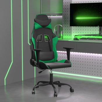 Silla de juego de masaje en cuero sintético negro y verde
