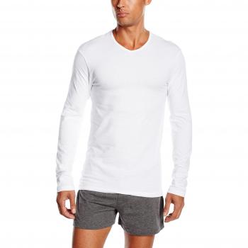 ABANDERADO - Camiseta Algodón Maxima Transpiración De Manga Larga Y Cuello Redondo para hombre, color blanco, talla 48/M