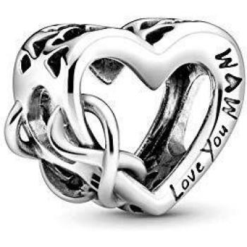 Pandora Love You Mum Infinity Heart Charm, Silver, 1.14 cm, 798825C00