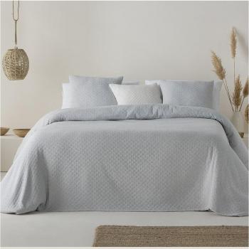 Colcha ligera jacquard de algodón transpirable en color gris claro para primavera y verano