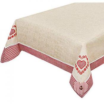 Camino de mesa shabby chic 140x180 cm con cuadros rojos