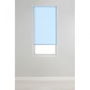 Estor Enrollable Translúcido Estampado Vichy-1 Azul para Cocina | 50 x 150 cm | Instalación Sin Taladrar y Fácil Montaje