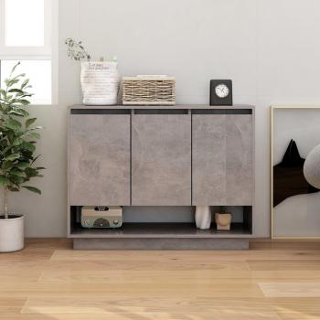 Aparador de madera contrachapada y hormigón gris aglomerado 97x31x75 cm, mueble de almacenaje de salón, armarios con puertas, cajón de madera, buffet para salón moderno, armario