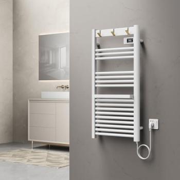Radiador Toallero Eléctrico Mural Pro.tec Uvdal 500W con 16 Tubos de Aluminio 105x50cm - Blanco, Modo Confort Eco y Ventana Abierta