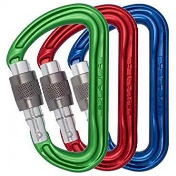 DMM Shadow Screwgate Rock Climbing Carabiners, 3 Pack Blue/Red/Green