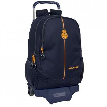 Mochila Escolar con Ruedas Real Madrid C.F. 2nd Kit 24/25 Azul Marino, dimensiones 32 x 44 x 16 cm, ideal para niños de diferentes edades, cómoda y versátil, calidad y resistencia