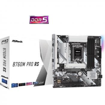 Placa Base ASROCK B760M Pro RS con Soporte para Procesadores de 14ª, 13ª y 12ª Generación/LGA 1700/192 GB DDR5 7200MHz/1 Ranura PCIe 3.0x16/1 Ranura PCIe 5.0x16/4 Puertos SATA3/3 Ranuras HYPER M.2/2 Puertos USB Tipo C/5 Puertos USB 3.2/6 Puertos USB 2