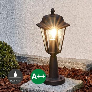 Lámpara de exterior 'Lamina' en negro oxidado, hecha de aluminio, 1 luz E27, ideal para iluminación de senderos y farolas