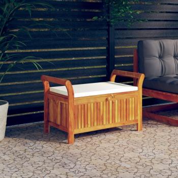 Acacia Wood Garden Storage Bench with Cushion 91 cm