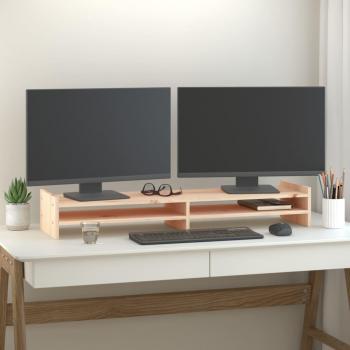 vidaXL Soporte para Monitor Elevador Base Oficina de Madera Maciza de Pino 100x27x15 cm en Color Blanco, Gris y Marrón Miel