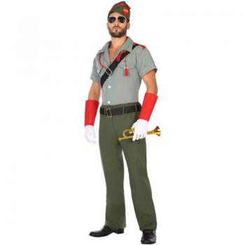 Disfraz de Soldado Legionario para hombre - Disfraz militar con detalles en tela resistente, incluye camiseta de manga larga, pantalones con estampado camuflaje, cinturón y casco