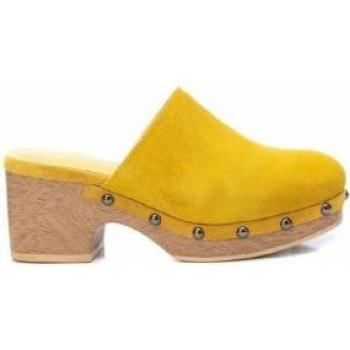 Zuecos de piel amarillos para mujer con tacón de 7cm - Modelo Carmela