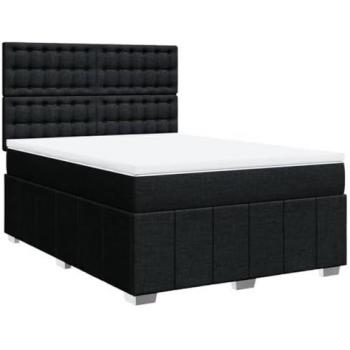 Cama box spring con colchón de tela negro 140x190 cm