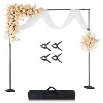 VEVOR Portable Adjustable Backdrop Stand Kit, 8.5 x 10 ft with 7 Crossbars, Heavy Duty for Weddings and Photo Studios