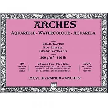 Arches Aquarelle - Bloc de papel para acuarela, 23 x 31 cm, color blanco natural