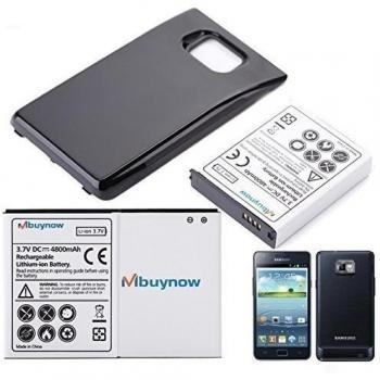 Mbuynow 4800mAh Li-ion Batería Extendida de Gran Capacidad con Cubierta Trasera Negra para Samsung Galaxy S2 i9100 GT-I9100