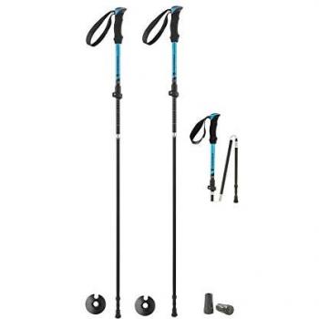 Bastones de Montaña Telescópicos y Plegables Ferrino Ortles 115-135 cm, Unisex, Color Azul Carbono