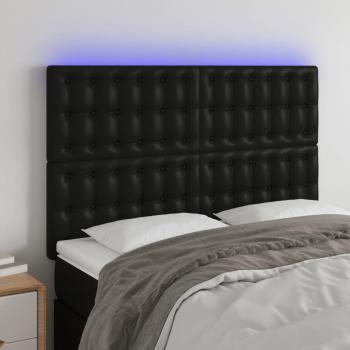Cabecero LED Negro en Cuero Sintético con dimensiones 144x5x111/128 cm