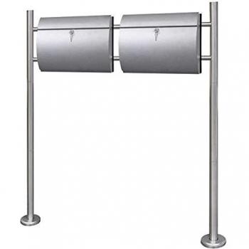 vidaXL Conjunto 2 Buzones poste soporte 4 llaves montaje fácil acero inoxidable