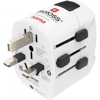Adaptador de corriente Hama World Travel Pro Light USB con 3 clavijas y 2 USB