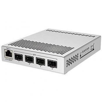 MikroTik CRS305-1G-4S+IN Managed Gigabit Switch with 1x RJ45 and 4x SFP+ Ports, Compact Design, Dual Boot RouterOS/SwitchOS