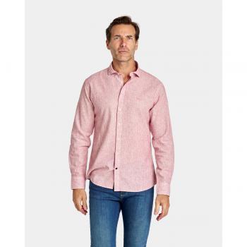 CAMISA DE HOMBRE SLIM CUELLO CUTAWAY RAYAS ROSA