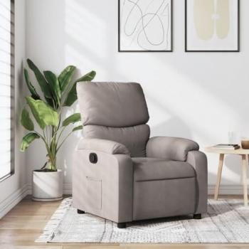 Sillón Reclinable de Tela Gris Taupe con Respaldo y Reposabrazos, ideal para Televisión y Descanso en el Hogar