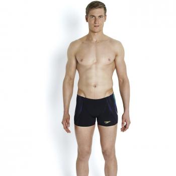 Speedo X Placement Digital V Aquashorts – Bañador para hombre, color negro/fluo verde/Deep Peri, Tamaño 32
