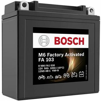 Batería para Motocicletas Bosch FA103 AGM 12V 9Ah 100A - Adecuada para motocicletas, motos de enduro, scooters, quads y motos de agua - Compatible M4F25, BB