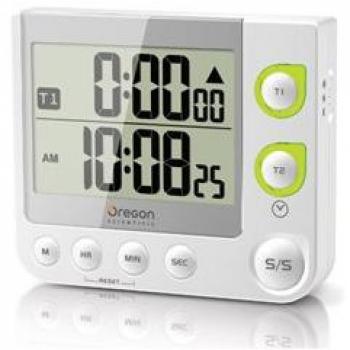 Oregon Scientific TW331_BK - Cronómetro / Temporizador de Cocina con Dos Canales con Reloj y Alerta Visual LED