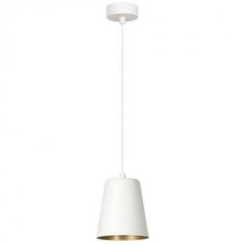 Lámpara de Suspensión Milargo EPIKASA, Acero con Recubrimiento de Polvo, Blanco y Oro, 14x100x14 cm
