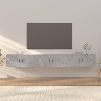 Mueble de TV de pared 3 uds gris hormigón 100x34,5x40 cm