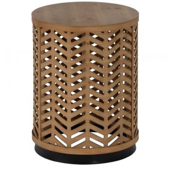 Mesita Auxiliar Natural de Hierro y Madera de Abeto con MDF, dimensiones 39 x 39 x 51,5 cm