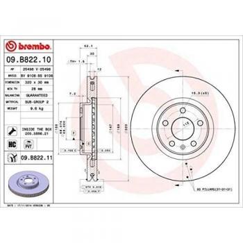 Brembo 09.B822.11 - Disco de freno COATED DISC LINE