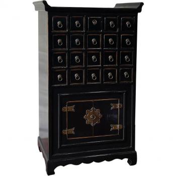 Aparador Compacto de Madera Artesanal Elegante 55x32x98 cm en Negro para Salón o Comedor
