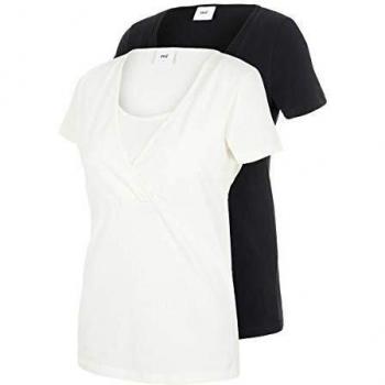 MAMALICIOUS Mllea Organic Tess S/s Top Nf 2pack Noos Camisa de Maternidad, Negro