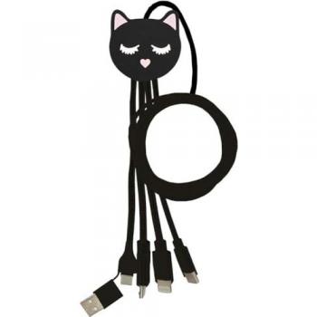 Cable 5 en 1 Yello Koko Andy USB A+C, Micro USB, USB C y Lightning - 1m Color Negro