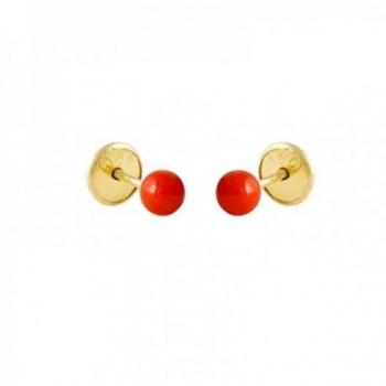 Pendientes de Oro Amarillo 18k con Corales de 3mm para Bebé.