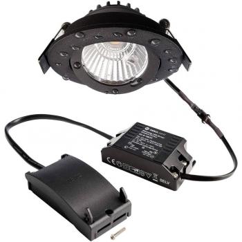 Deko-Light Lámpara de techo empotrable LED Dione, IP44, 2.700 K, negra, atenuable, 8,5 W
