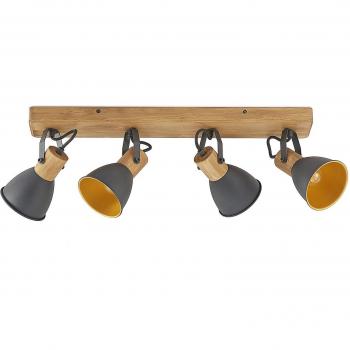 Foco Merela de Lindby, tipo: lámpara de techo, características: madera negra, 4 luces E14, adecuado para salón y comedor