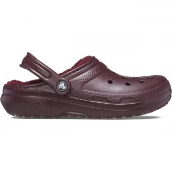 Zuecos unisex Crocs Classic Lined Clog color Dark Cherry con forro suave, diseño ligero y cómodo, suela antideslizante, fácil de limpiar y secar